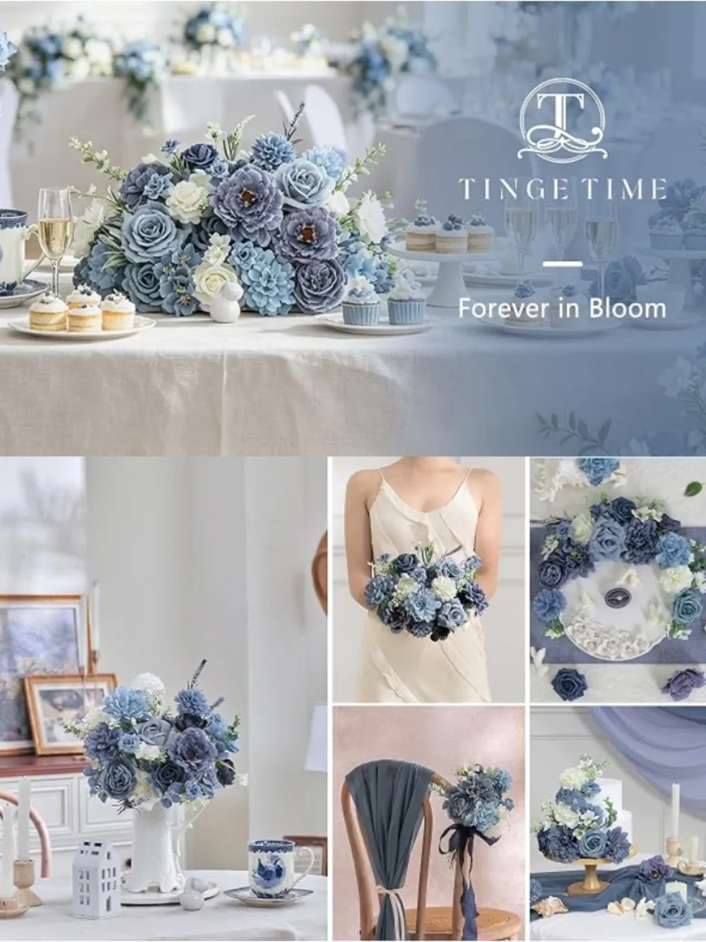 TINGE TIME Artificial Flowers (dusty blue)